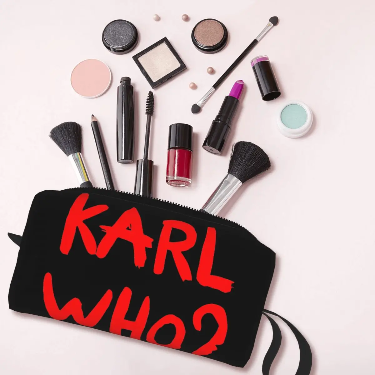 Custom Red Karl Who Slogan Travel Cosmetic Bag Women Makeup Toiletry Organizer Ladies Beauty Storage Dopp Kit