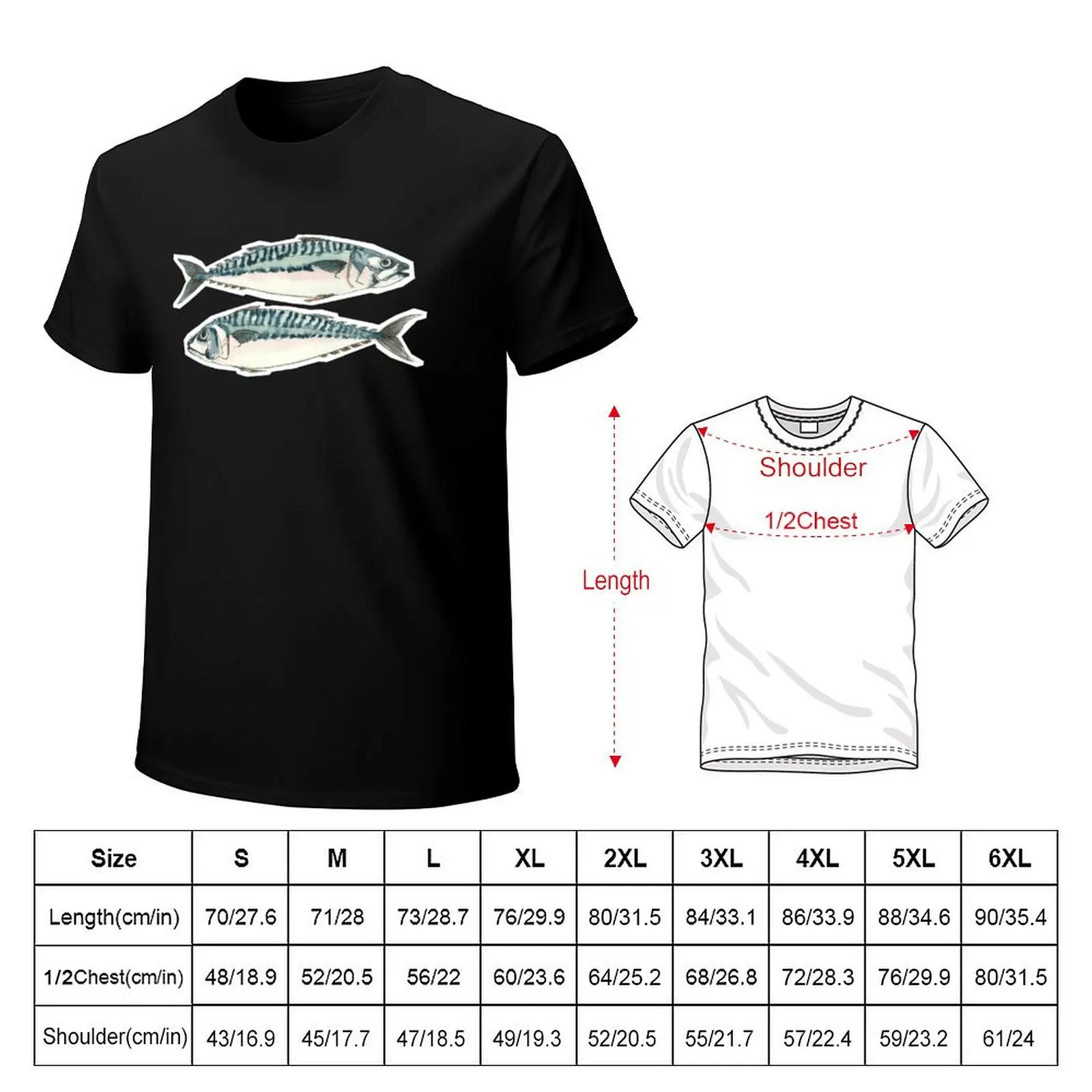 Atlantic mackerel (Scomber scombrus L.) T-Shirt Fashion Casual Short Sleeve Top
