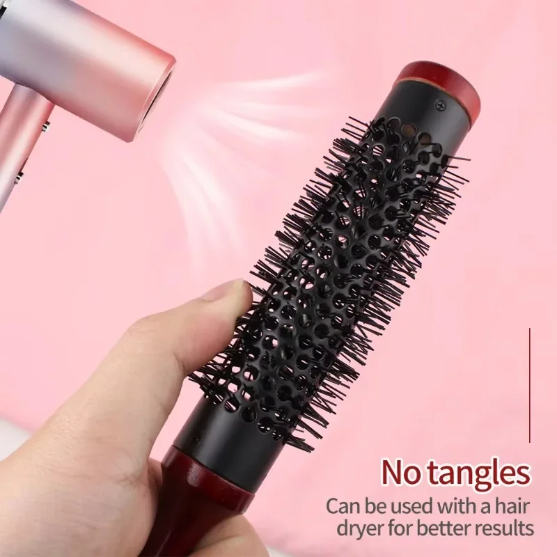 Professional Round Vent Hair Brush Hair Blow Drying Smoothing Curling Brush Anti-Static Nylon Bristles Salon Styling Accessories