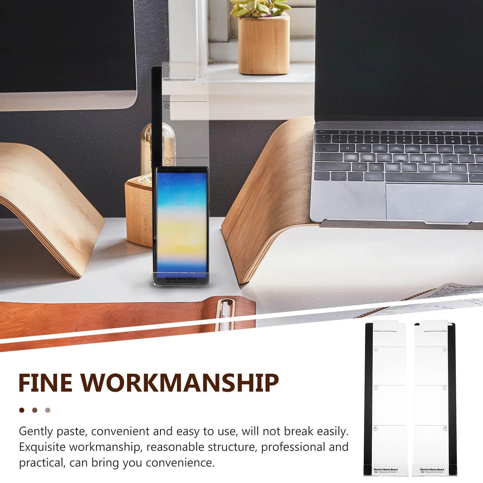 Conjunto de placa de memorando com suporte para telefone, 2 peças, monitor transparente, placa de mensagem para escritório, uso doméstico, mãos livres, observação de filmes