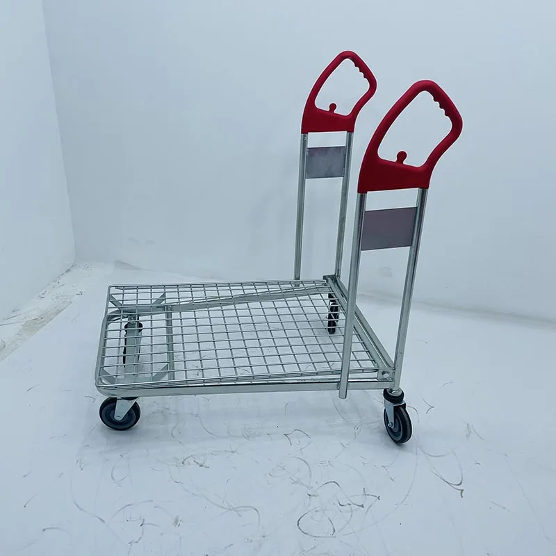 Supermarket shopping cart trolley small trailer small trolley double handle single layer truck load king trolley pull truck