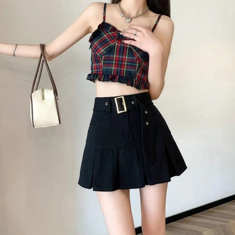 

Женская джинсовая мини-юбка А-силуэта с высокой талией в стиле Hot Girl, новинка 2026 года, утягивающая, с защитой от просвечивания