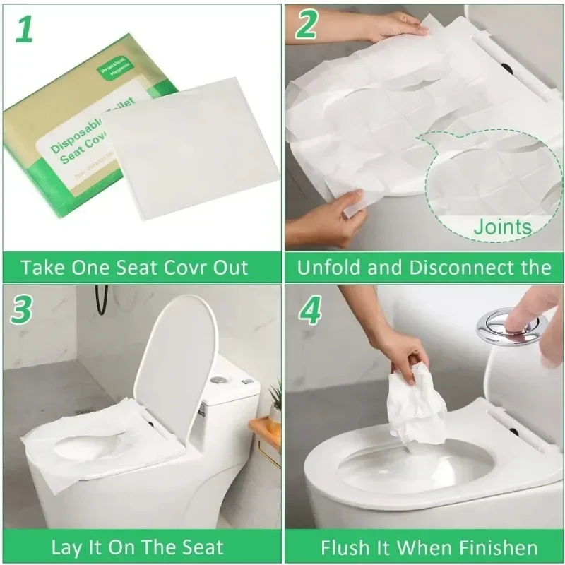 100/10 Uds cubierta de asiento de inodoro desechable papel portátil impermeable Soluble en agua viaje Camping Hotel baño alfombrilla para inodoro