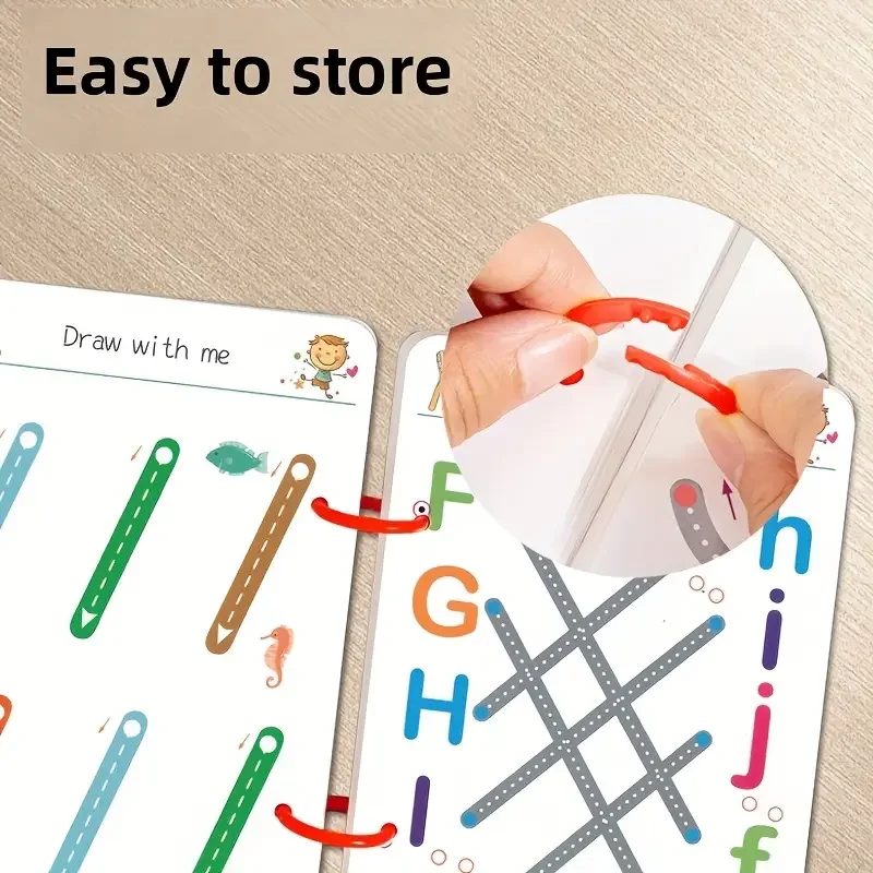 Cuaderno de ejercicios de escritura de 48 páginas: libro de actividades de práctica de seguimiento y control de bolígrafo interactivo con páginas limpiables, duradero para edades de 3 a 8 años