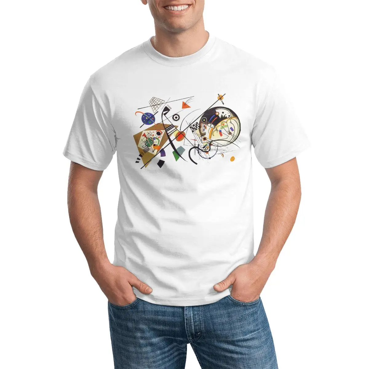 Camiseta de algodón de líneas cruzadas Wassily Kandinsky, camisa de tendencia de Matisse, Museo francés, exposición de arte moderno, novedad, 1923