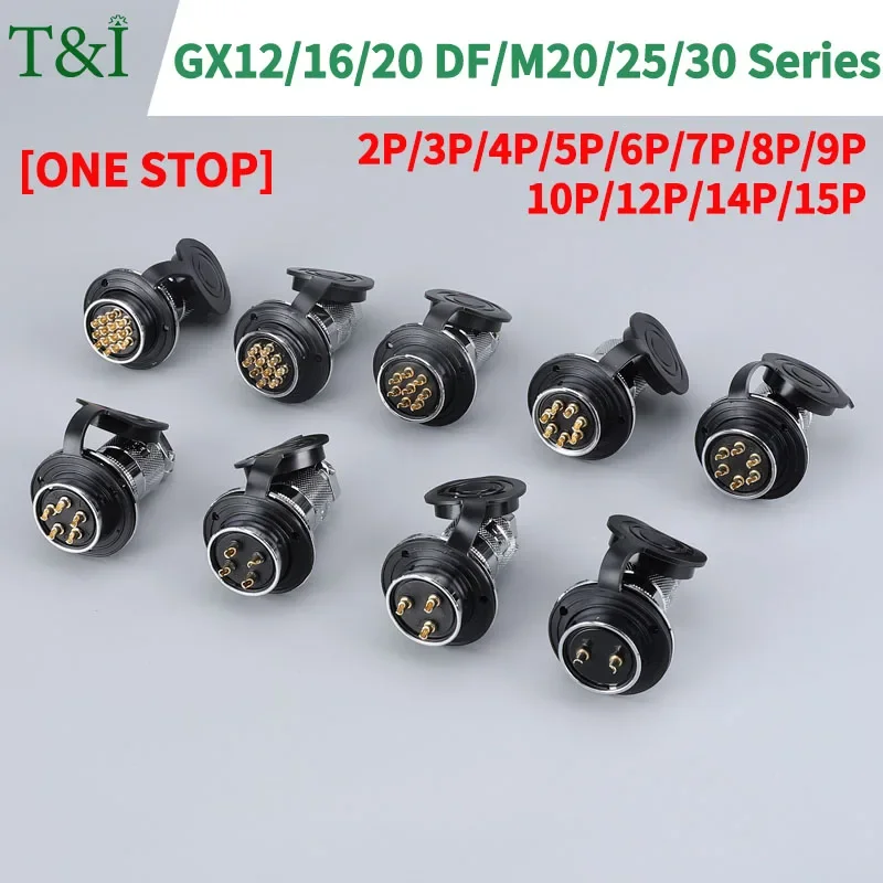 

Aviation Plug and Socket GX/DF20 25 30 M20 25 30-2/3/4/5/6/7/8/9/10/12 Pin Reverse Mounted Circular Flange Electrical Connector