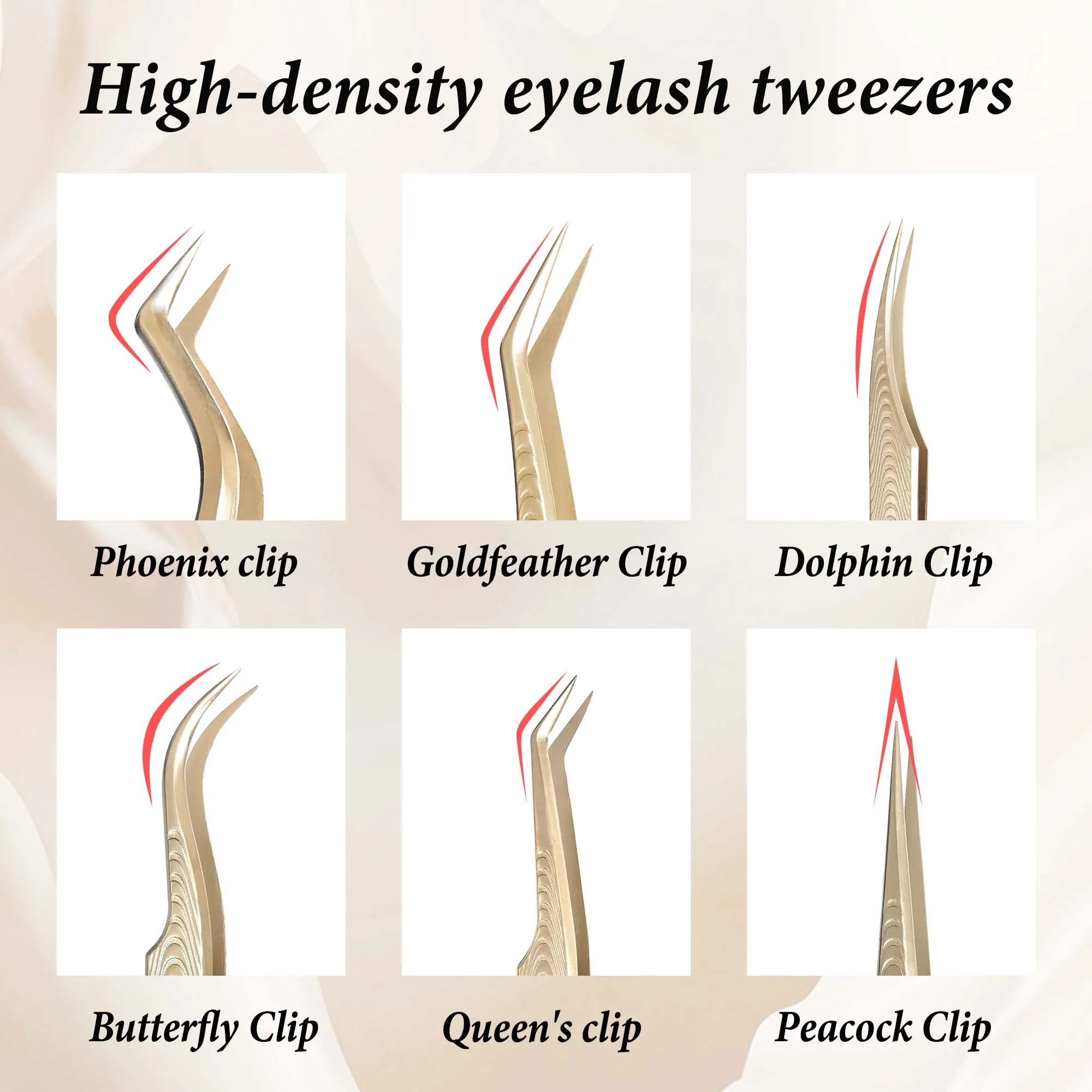 CoMango مجموعة ملاقط عالية الدقة من الفولاذ المقاوم للصدأ من الذهب اللؤلؤي Pinzas أدوات ماكياج رمش وملحقاتها #2