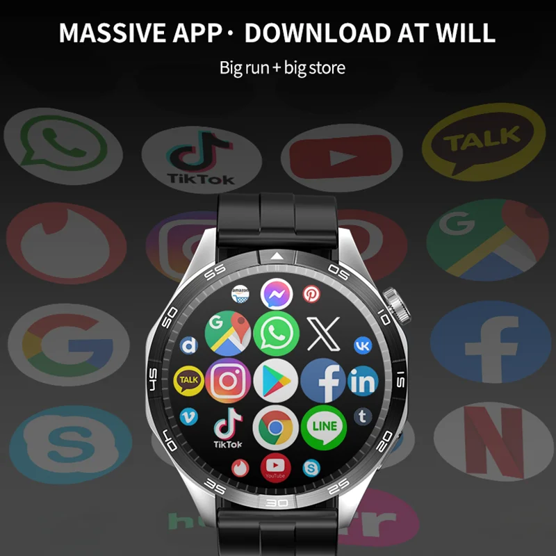 AMOLED Schermo 4G Chiamata Astuto Della Vigilanza Delle Donne Degli Uomini APP Scarica 200W HD Macchina Fotografica di Sport Fitness GPS Impermeabile Musica Salute Smartwatch