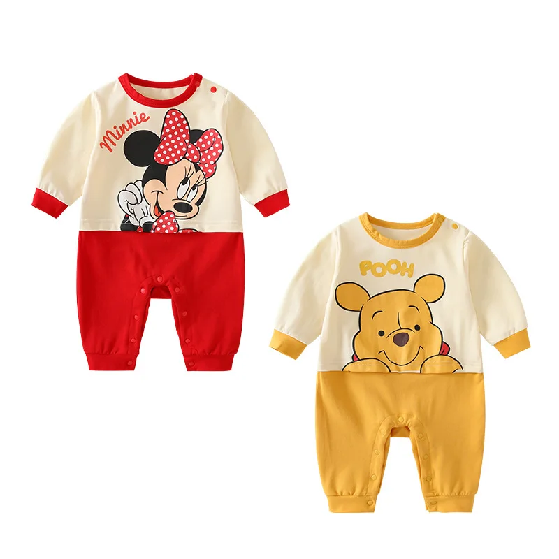 

2024 Disney cartoon Newborn Infant Baby Boys Girls Romper Playsuit Overalls Cotton Long Sleeve Baby Jumpsuit Newborn Clothes