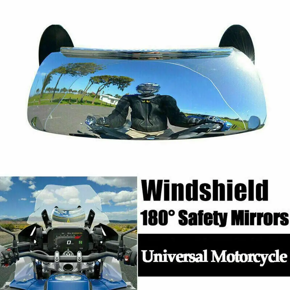 Motorcycle Windscreen 180+ Degree Blind Spot Mirror Wide Angle Rearview Mirror Safety Auxiliary Rear View Mirror for BMW Yamaha