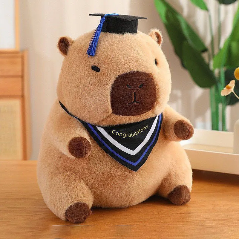 2026 graduação capivara brinquedo de pelúcia bonito boné de formatura boneca animal de pelúcia macio kawaii presente para estudante cerimônia de formatura decoração menina