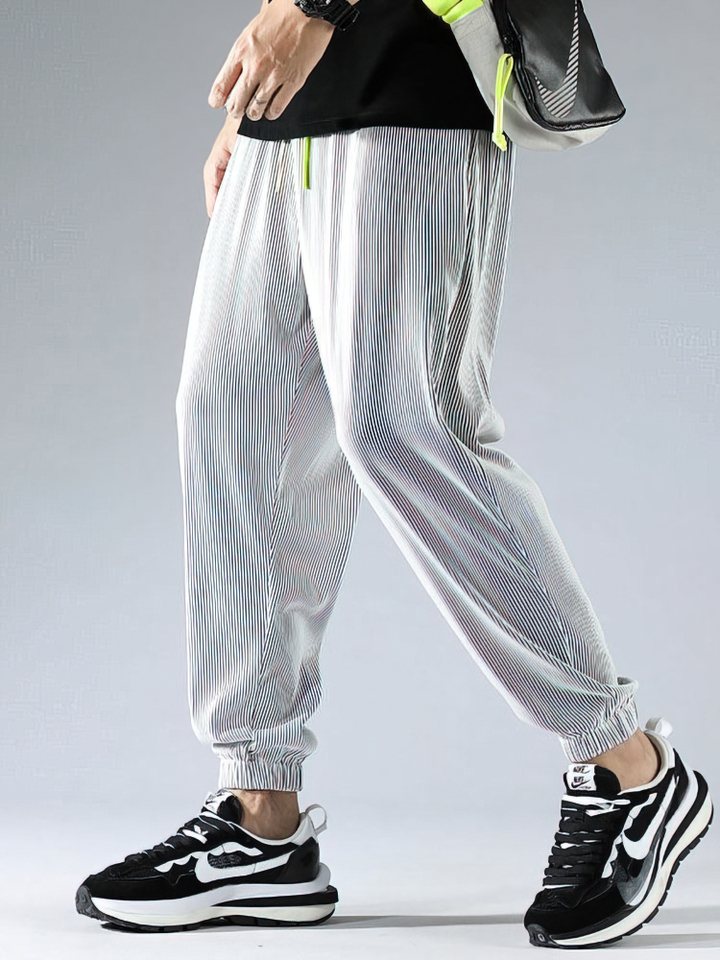  Pleated Ice silk Pants Men Thin Lightweight  Jogger Sweatpants Male Summer Baggy Casual  Trousers Outdoor Hiking Wide leg 