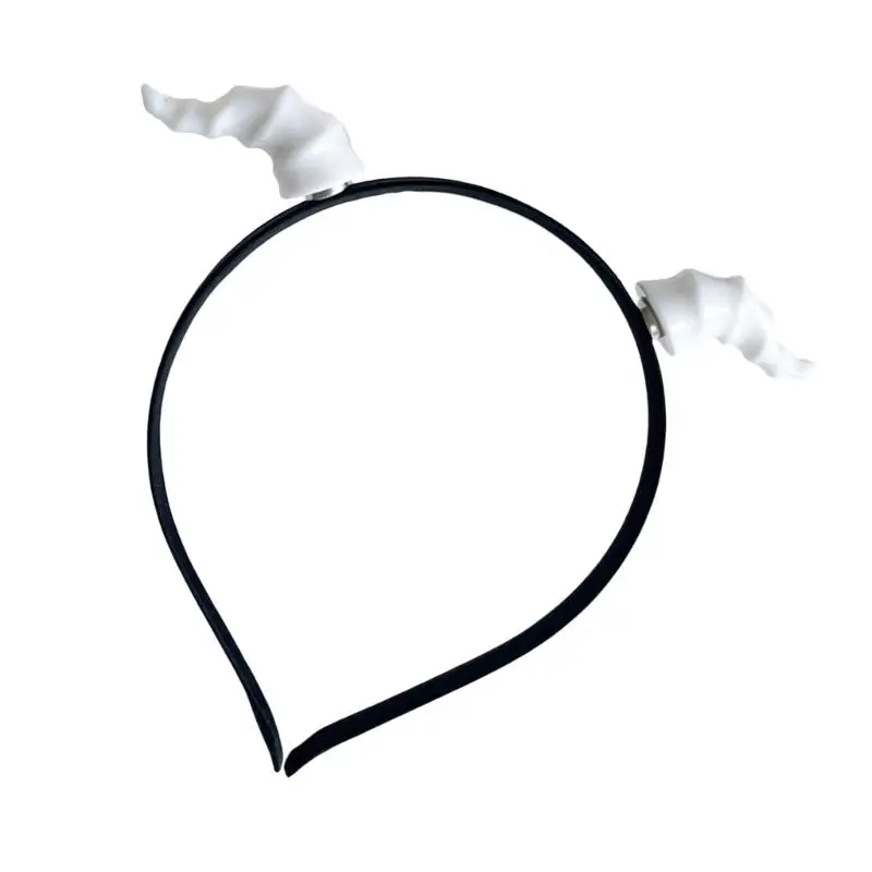 P9FE Devil Horn Hairhoop لحفلات الأزياء لعب الأدوار الحدث Hairband Headpiece مريح لحفلة عيد الهالوين