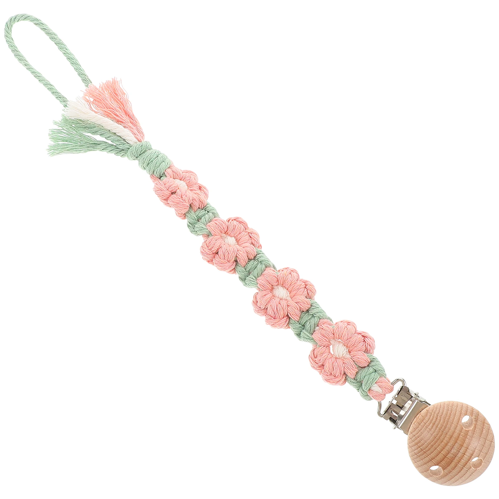 Baby Pacifier Clip Holder Handmade Cotton Rope Flower Design Anti-Loss For Newborn Toddlers Teething Safety Chain