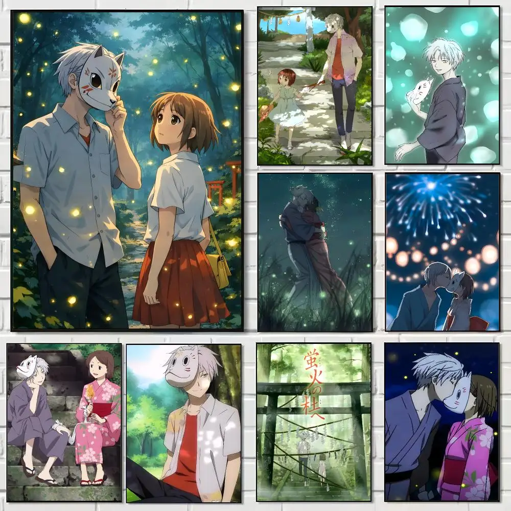Anime The Light Up Forest Fireflies Poster Pegatina artistica HD autoadhesiva impermeable para salon dormitorio