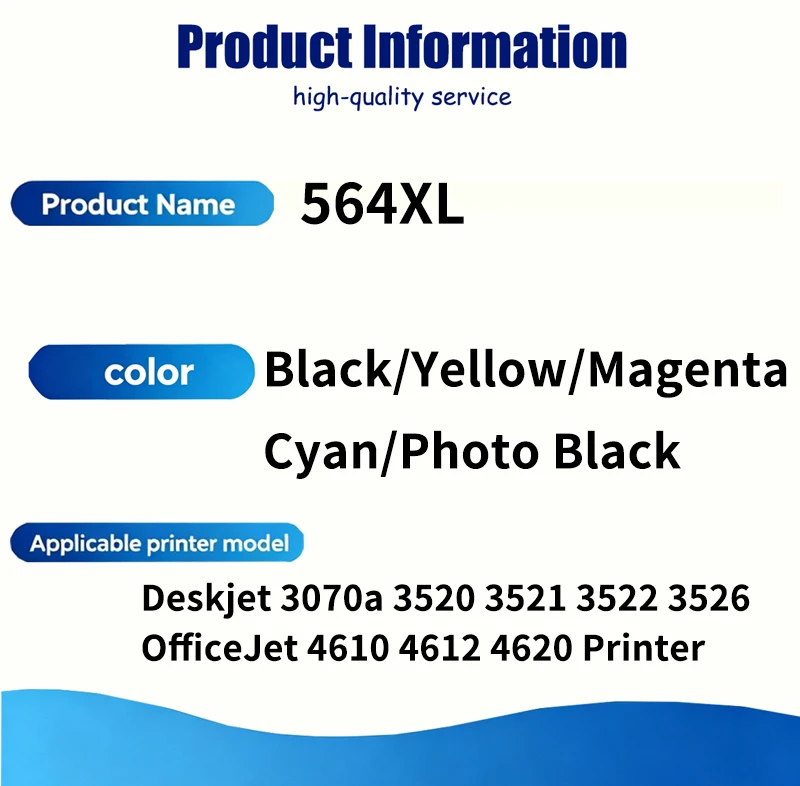 1/2/3/4/5set For HP564XL 564XL 564 XL Ink cartridge Compatible For HP Deskjet 3070a 3520 3521 3522 3526 OfficeJet 4610 4612 4620