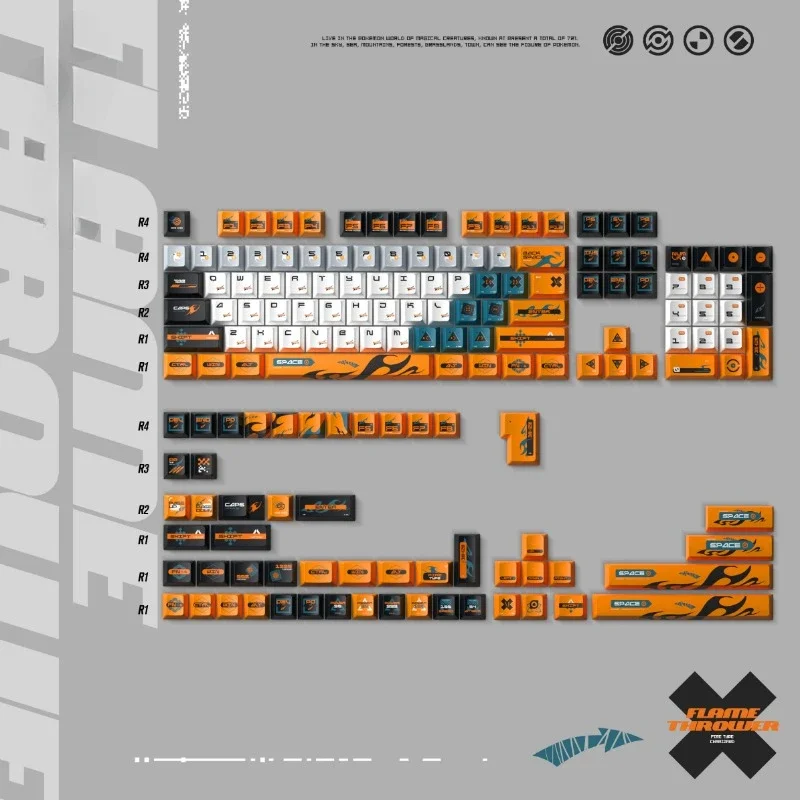 Imagem -05 - Tampão de Teclado Personalizado Pbt para Teclado Mecânico Jet Flame Theme Keycap Personalizado Cherry Profile Gaming Keycap 136key