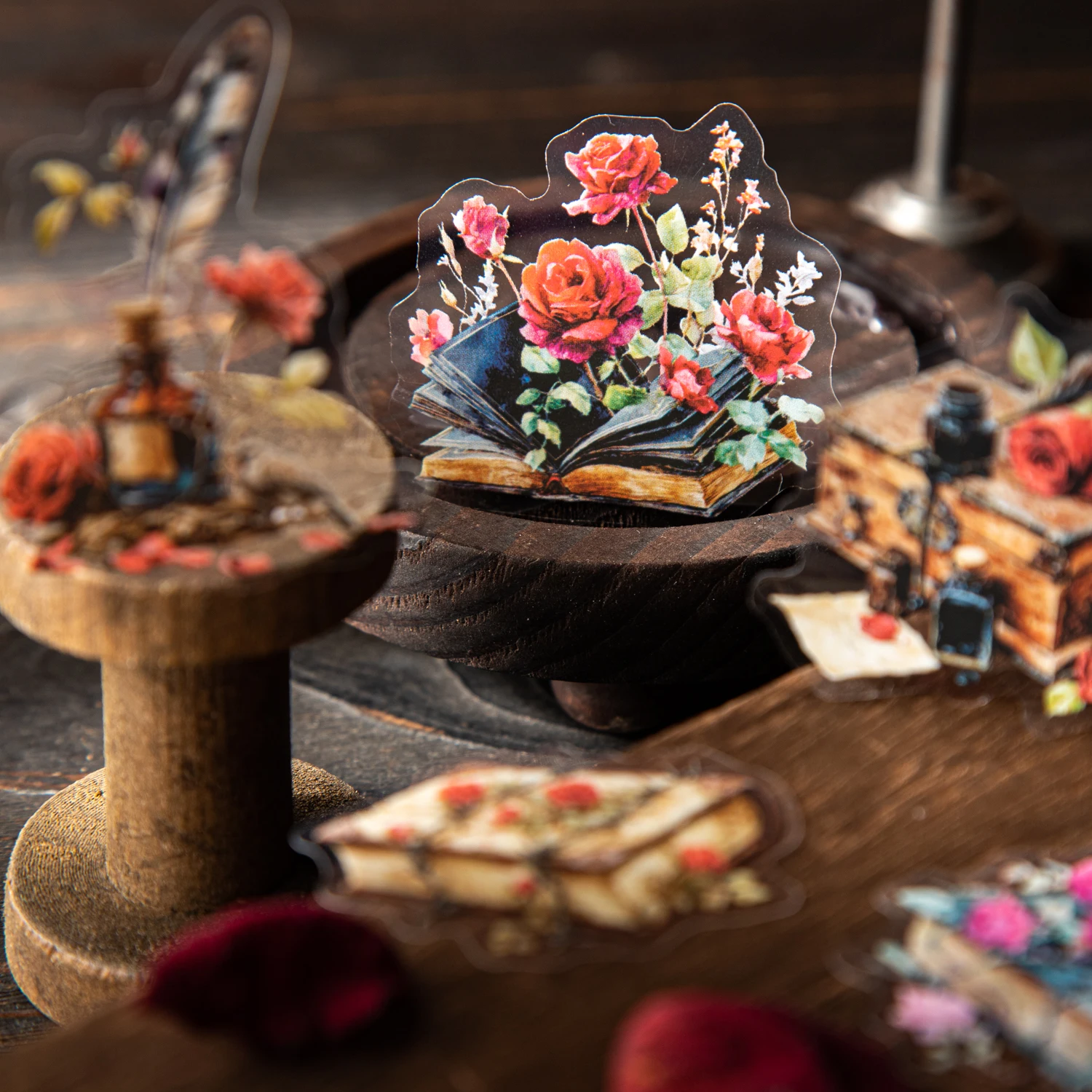 30 ورقة/حقيبة رعب قوطي داكن على شكل وردة تحت عنوان PET ملصق حزمة DIY بها بنفسك سجل القصاصات جراب هاتف دفتر الديكور الحرفية