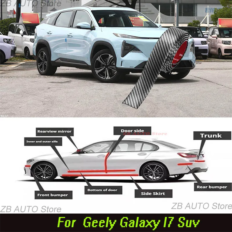 

For Geely Galaxy l7 Suv Strong adhesive bumper strip, front and rear lip side skirts, collision and scratch resistant, suitable