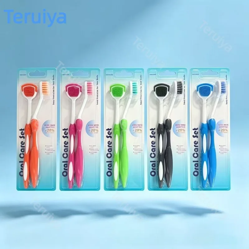 10Pcs Orthodontic Toothbrush & Tongue Scraper Set, Tongue Cleaner for Bad Breath, Portable Tongue Brush