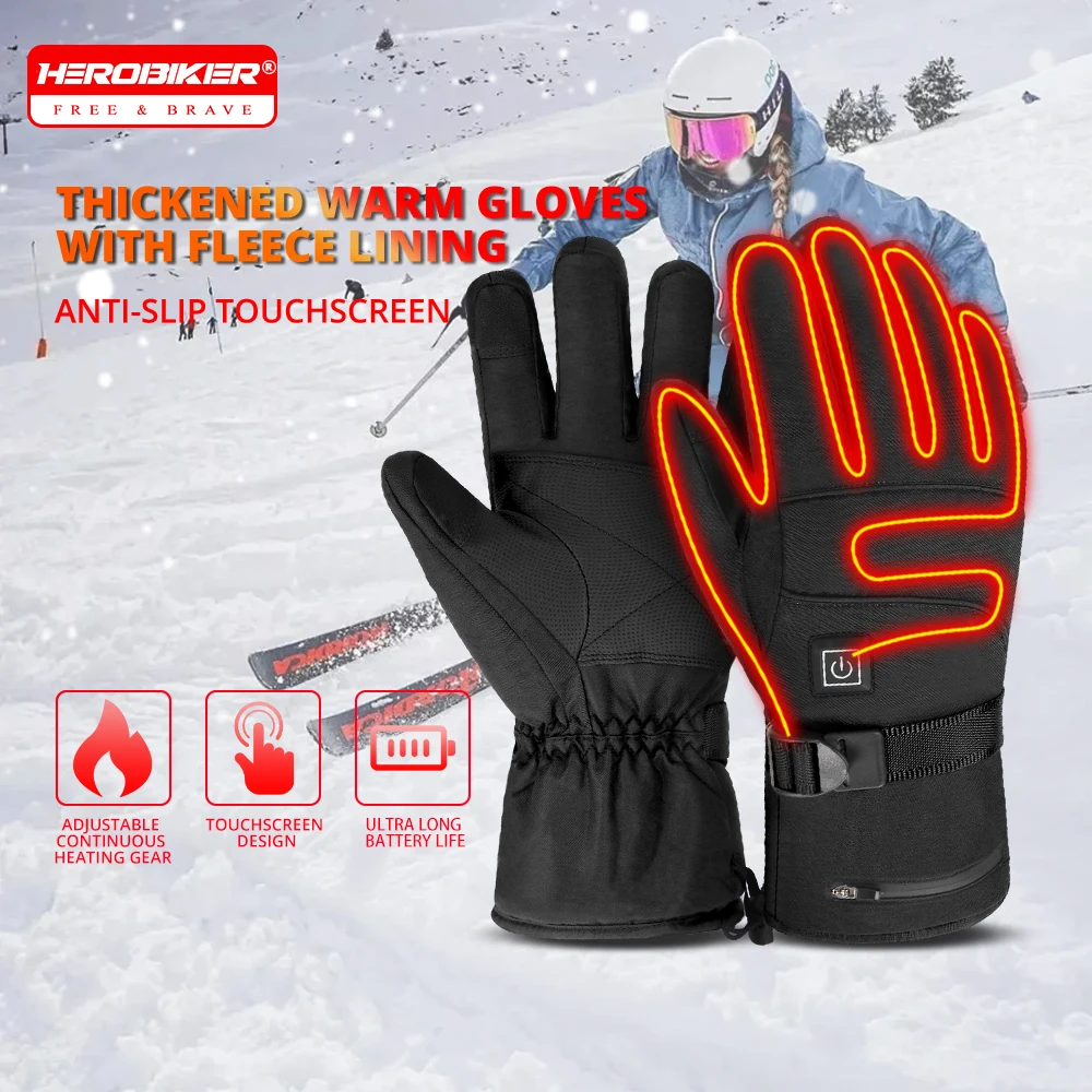 

Перчатки с электрическим подогревом на батарейках, сохраняющие тепло, перчатки с сенсорным экраном, зимние уличные сохраняющие тепло, мотооборудование для катания на лыжах