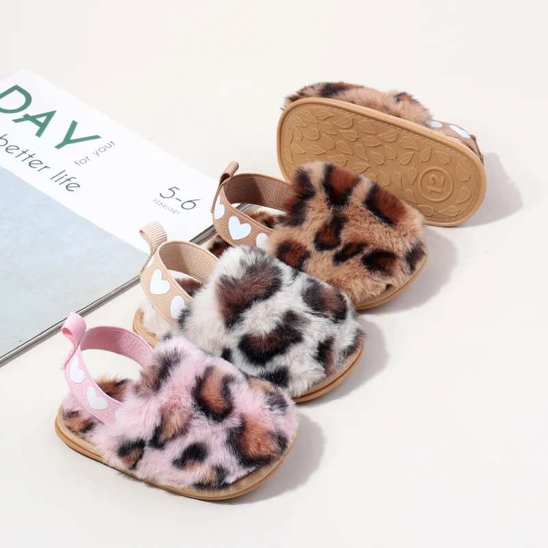 Winter Baby Plush Toe Soft Slippers Spring and Autumn Girls Boys Indoor Walking Shoes Fashion Leopard Point Toddler Infant Shoes