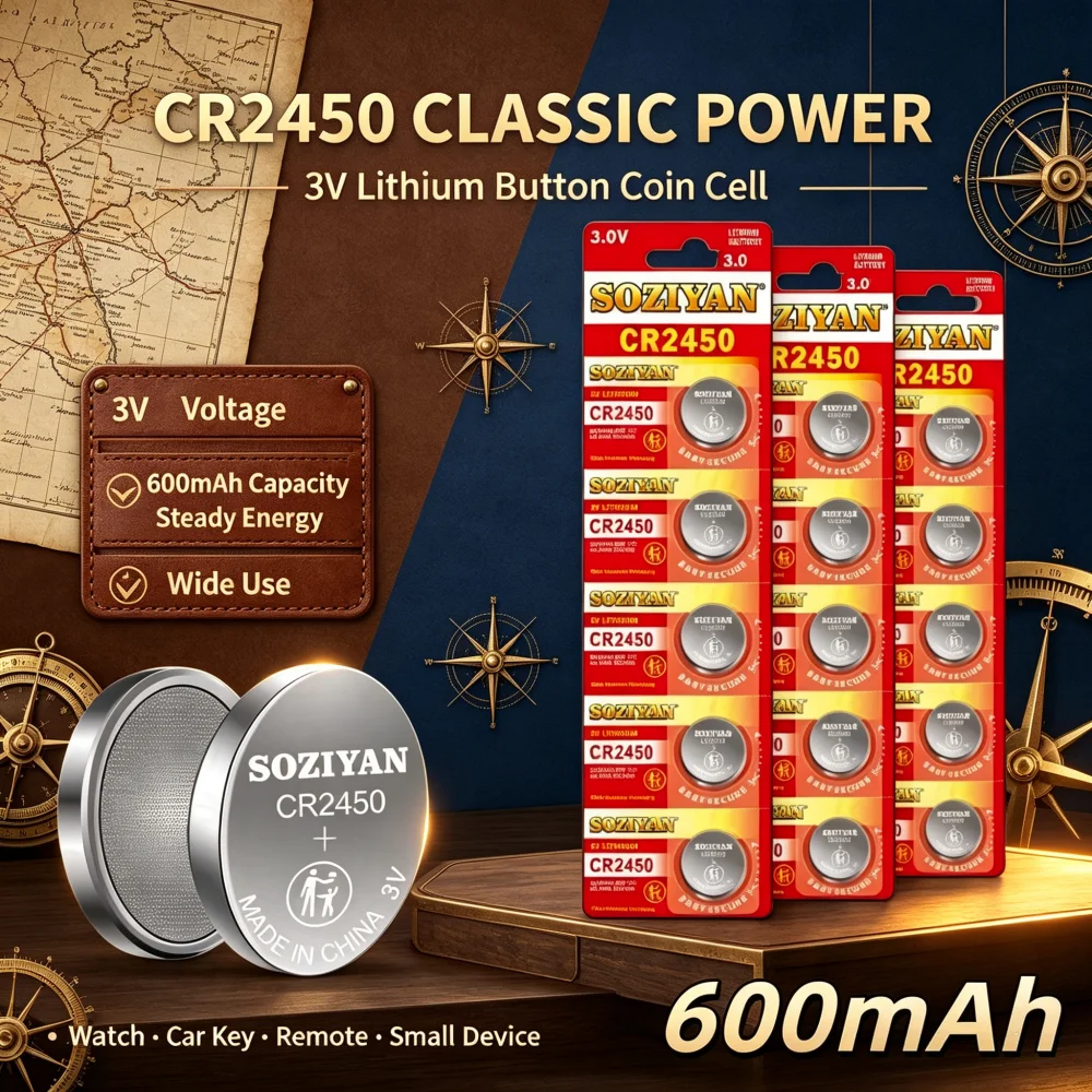 3V CR2450 Lithium Coin Cell Button Battery DL2450 BR2450 Compatible For Watch Car Key Fob Remote Clock Electronic Device
