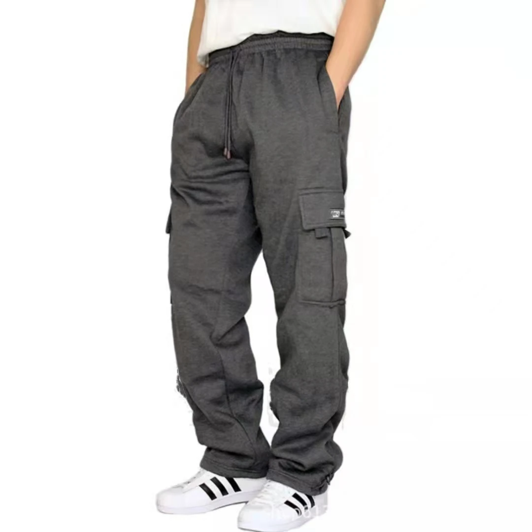 Pantaloni sportivi da jogging elasticizzati in vita elastica da uomo - neri con tasche multiple, chiusura con coulisse e strisce laterali
