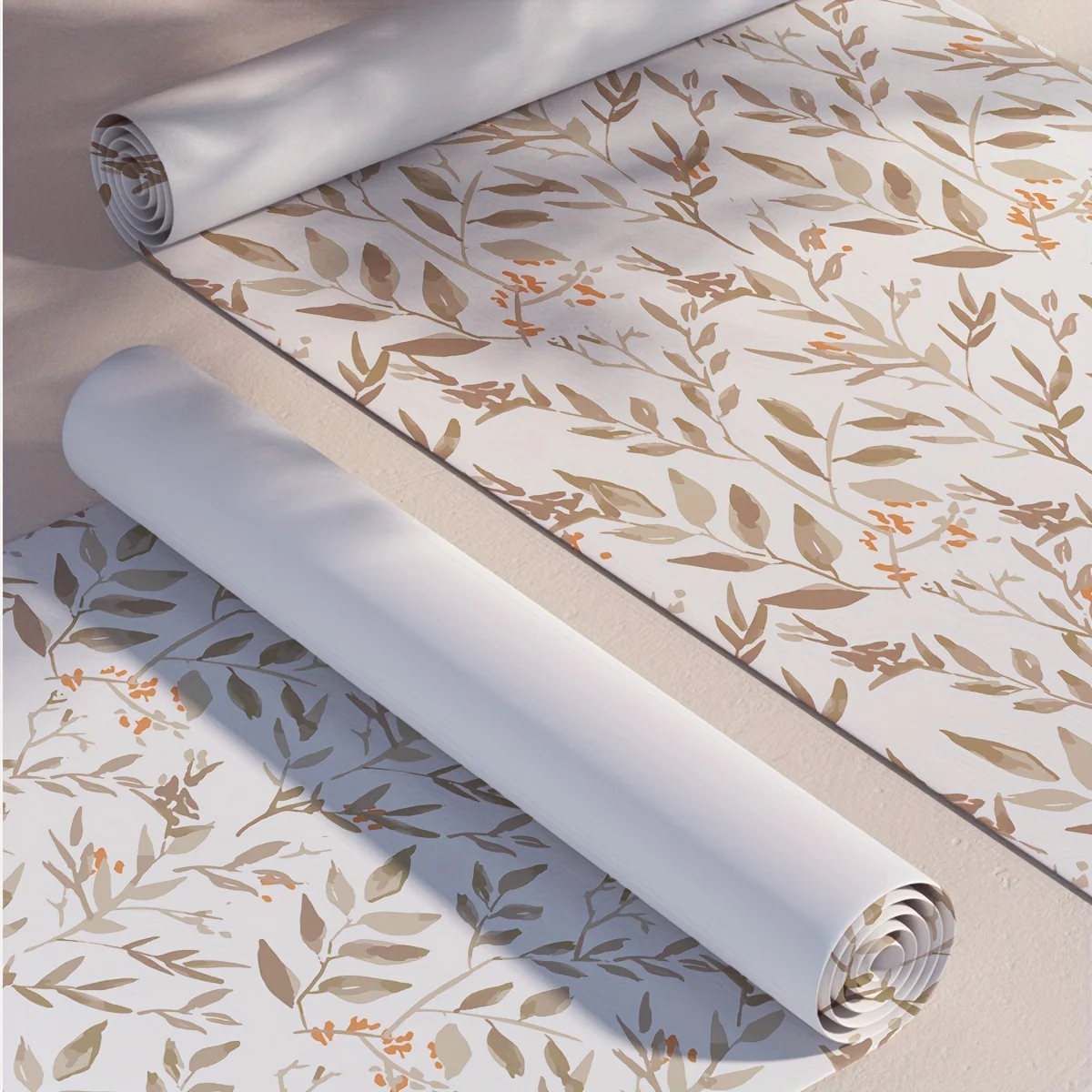 1 roll of brown plant leaves small fresh moisture-proof thickened wallpaper self-adhesive waterproof home decoration removable w