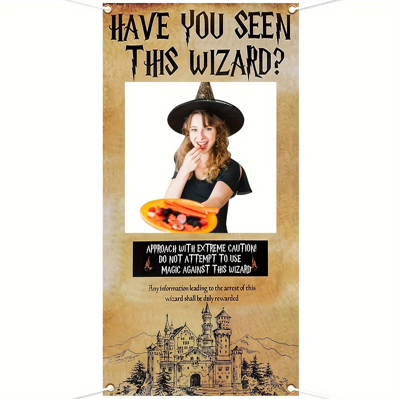 Czy widziałeś tego czarodzieja Baner Czarodziej Dekoracje na imprezę tematyczną Magiczny czarodziej Tło imprezy Vintage Castle Decor for Welcome