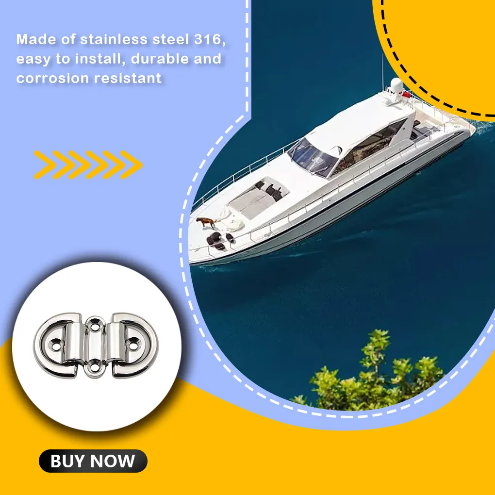 D-shaped Buckle Deck Pull Lift Ring Yacht Order Boat Mount Hardware Accessories 316 Stainless Steel Marine Folding