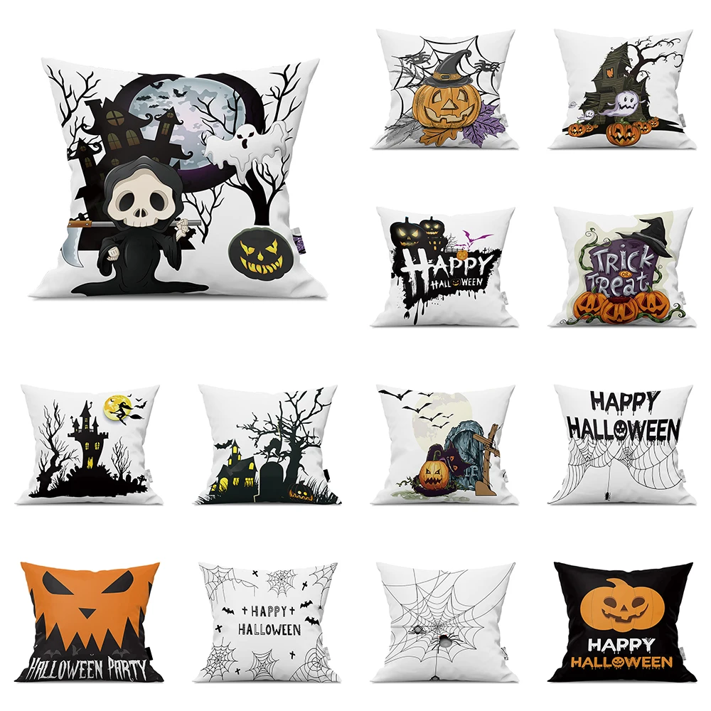 

New Halloween horror pumpkin print pattern cushion cover for home living room sofa decoration square polyester pillowcase