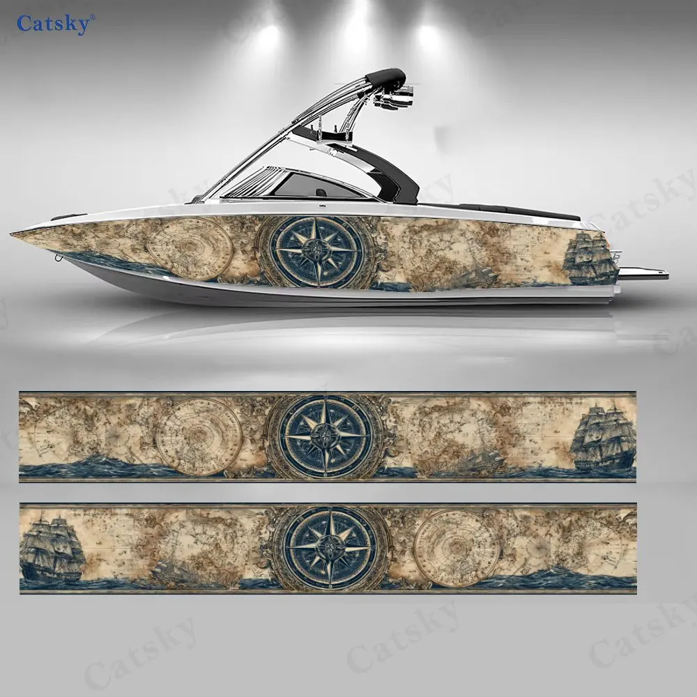 

Наклейки на лодки с картой глубоководных сокровищ, водонепроницаемые виниловые наклейки из ПВХ для рыболовных судов, прочные и стильные.
