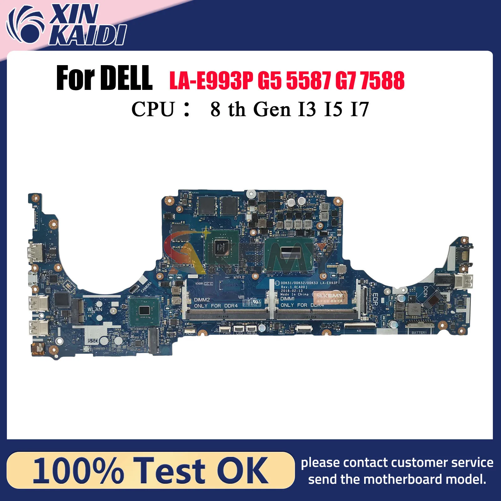 

For DELL Inspiron 15 7577 7570 G7 7588 G5 5587 7580 Laptop Motherboard LA-E993P with i5 i7 CPU 100% Tested OK