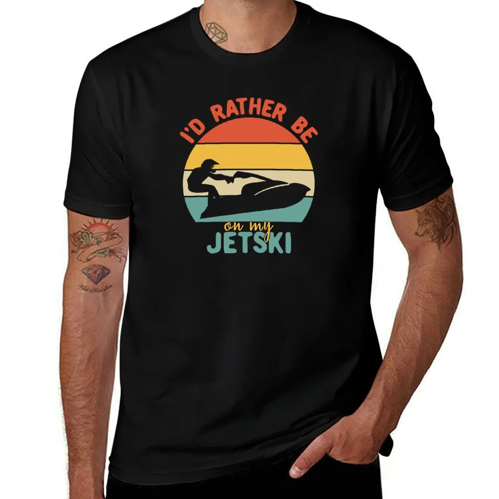 I'd Rather Be On My Jetski, Funny Jetski Lover Summer Beach Vacation Saying T-Shirt Heavy Duty Casual Work Tee
