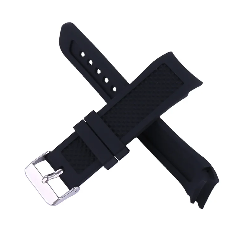 24mm men's silicone watch strap accessories compatible for women's rubber arc watch band sports waterproof wristband bracelet