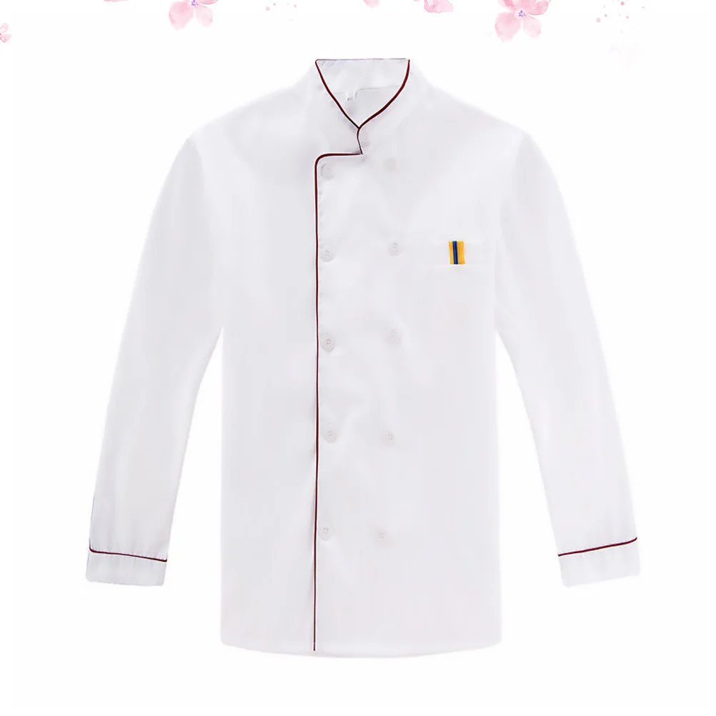 Langarm-Kochmantel, rot, geprägt, XXL, langlebig, atmungsaktiv, ölbeständig, für Küche, Kochuniform, Restaurant, Hotel, Bar, Outdoor-Grill