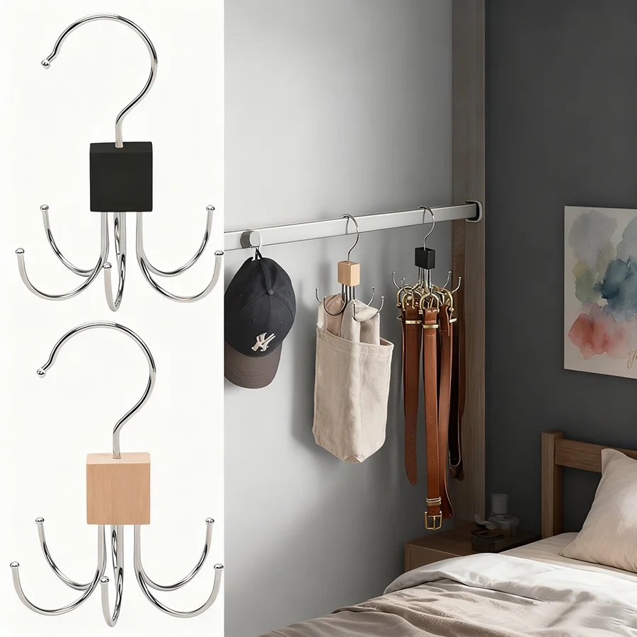 360 °   تدوير متعدد مخلب تخزين خطاف تعليق المعاطف رف ملابس متعدد الوظائف لحزام الصدرية تانك توب التعادل وشاح محفظة شماعات المنظم