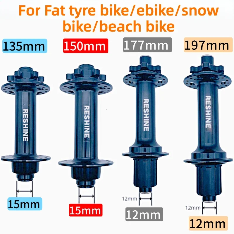 

Snow Beach Fat Tyre Bike Rear Front Hubs, 32H 36H Ebike Aluminum HG Bicycle Hub, Thru Alex 15x135mm 15x150mm 12x177mm 12x197mm