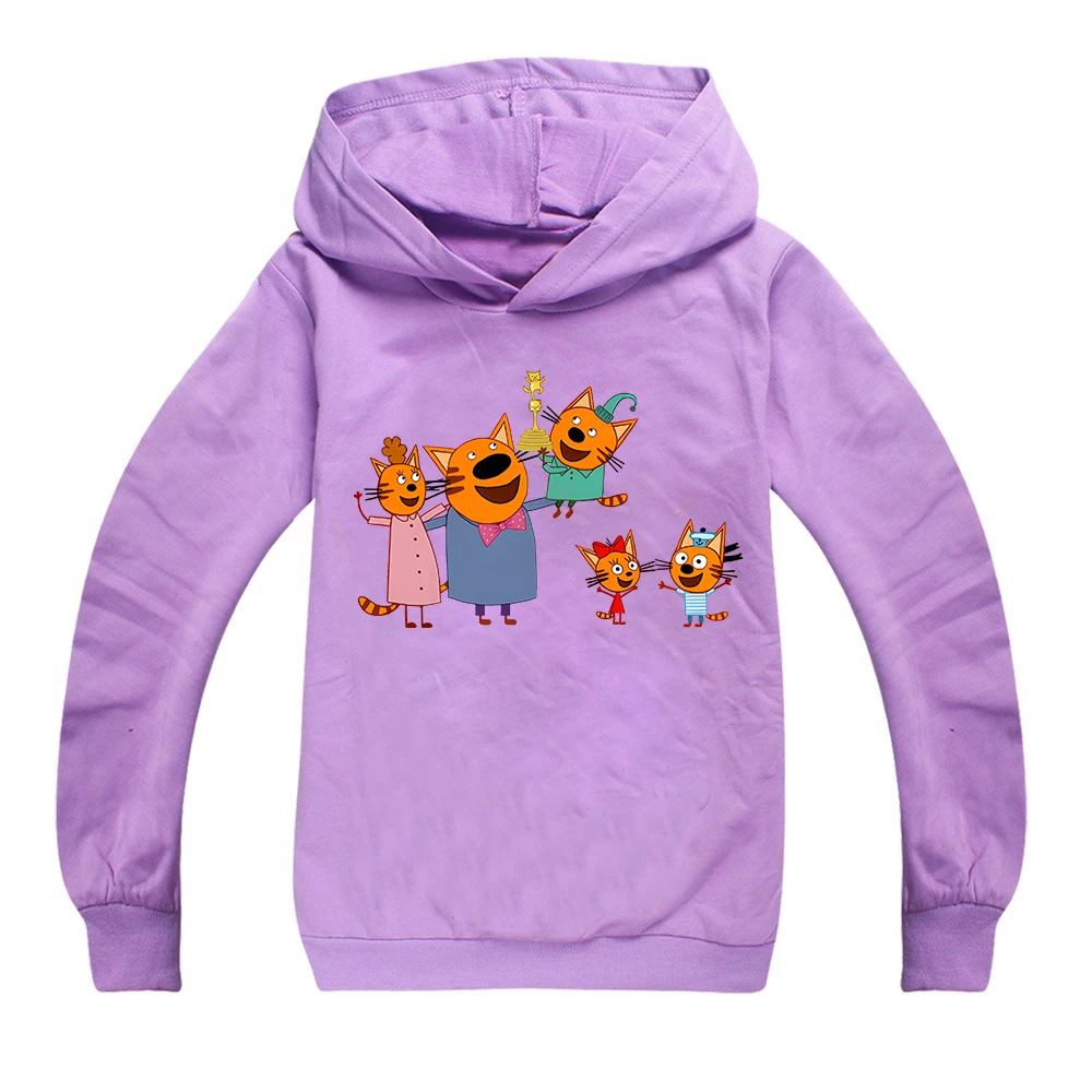 

Kid-e-cats Hoodies Cartoon Print Kids Sweatshirts Three Kitten Funny Baby Girls Autumn Spring Coat Children Tops Boys Clothes