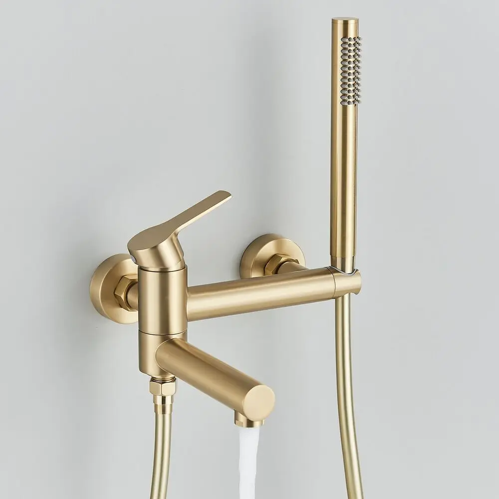 Gold Bathtub Faucet Wall Mounted Waterfall Bath Shower System Embedded In Wall Tub Water Tap Shower Mixer Faucet