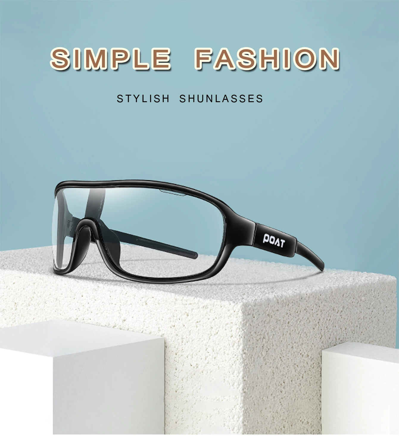 POAT Photochrome Sonnenbrille für Damen und Herren, Outdoor-Straßensport, Fahrradbrille, winddichte Schutzbrille – Detail 1