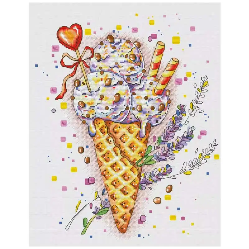 Tempting Ice Cream Patterns Counted Cross Stitch Sets DIY 11CT 14CT 16CT 18CT Cross Stitch Kits Embroidery Needlework Home Decor