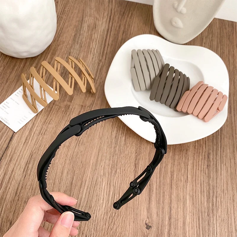 AISHG Portable Folding Hair band Women Morandi Color Non-Slip Headband Korean Face Wash Hairband Girls Hair Accessories