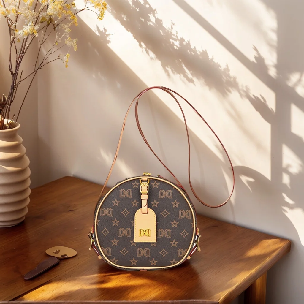 

Retro Printed Letters, Versatile Printed Classic Small Round Bag, Crossbody Bag