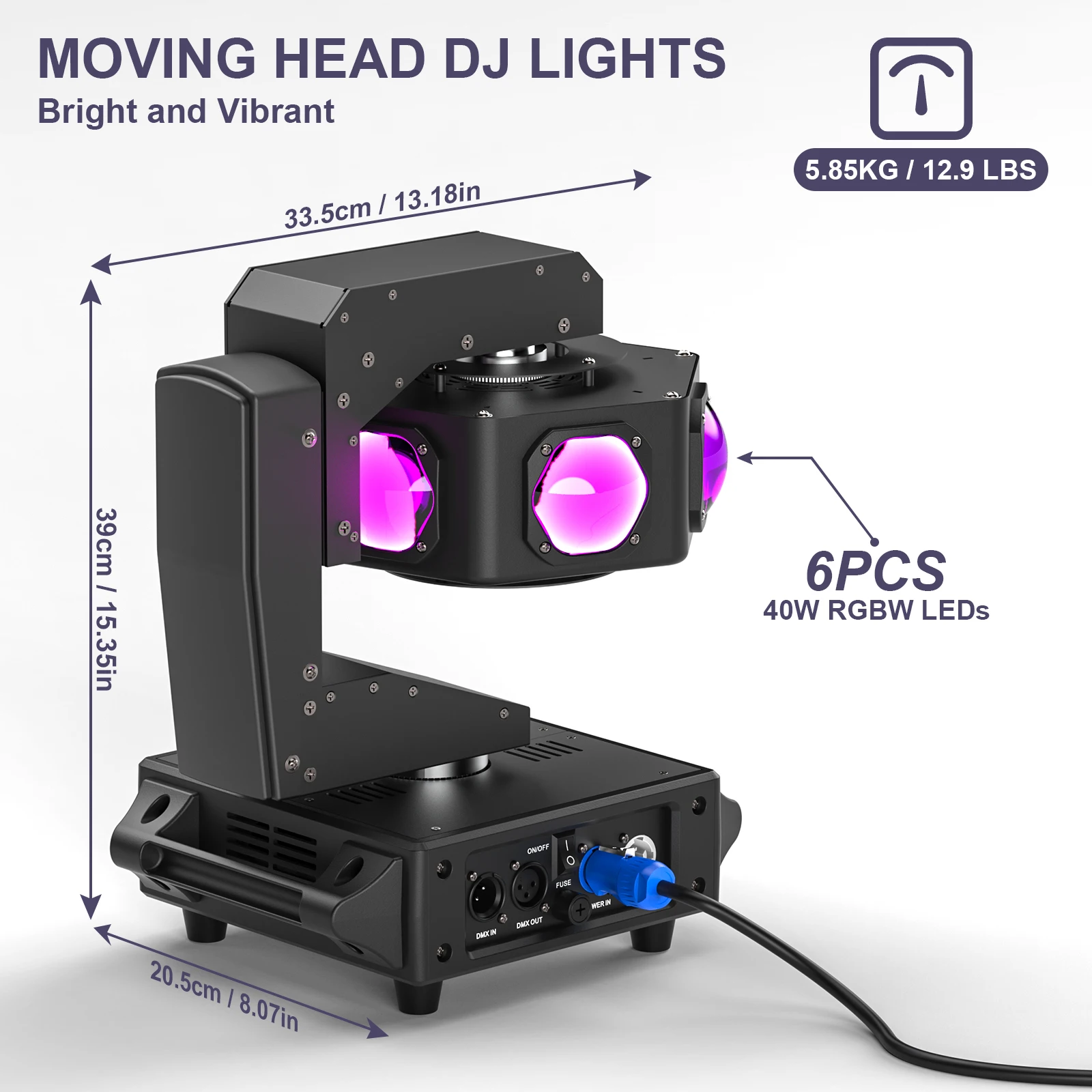 U'King Lumière DJ à tête mobile à faisceau 240 W 6 LED RGBW 360 °   Lumières de scène rotatives DMX512 pour Bar d'exposition en direct de fête de mariage Disco