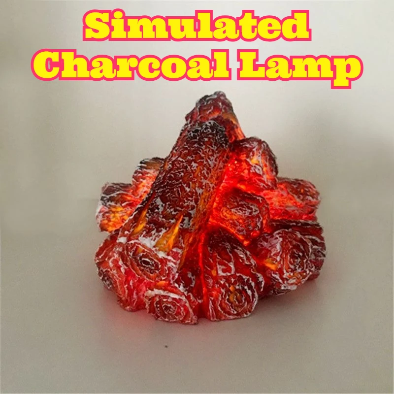 

Premium Rechargeable Simulated Charcoal Flame Light Tabletop Bonfire Lamp Indoor Hotel Housewarming Living Camping Decorative