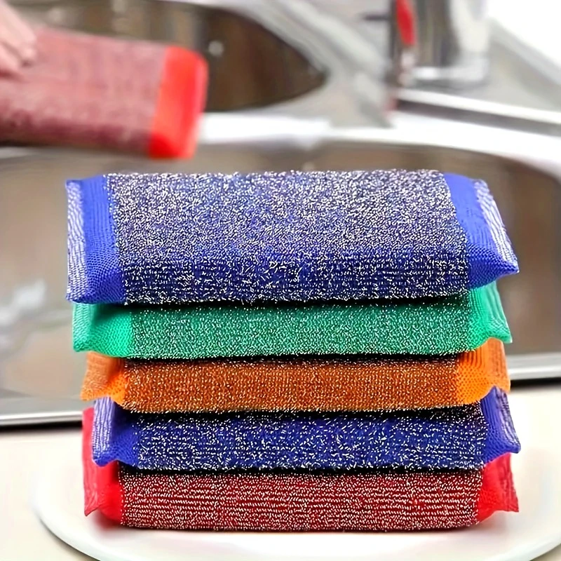 6pcs Stainless Steel Dishwasher-Safe Sponges-Heavy-Duty Scratch-Free &Low-Pile Surface-Clean Kitchen,Dishwasher Cleaning Tablets