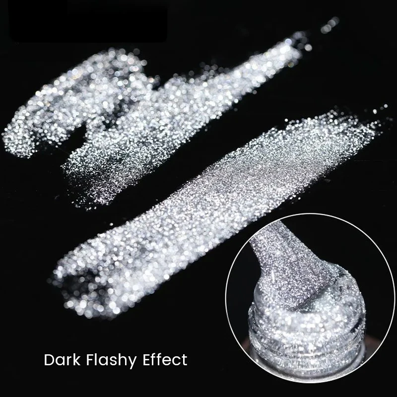 UR SUGAR 15ml Glitter Silver Reflective Gel Nail Polish Sparkling Flash Semi Permanent UV LED Gel DIY Nail Art Varnish Manicure