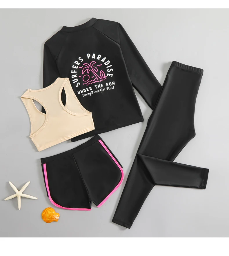 Children's swimsuit, girls' split skirt style, long sleeve pants, swimsuit, middle and big children's girls, hot spring quick-dr image 6